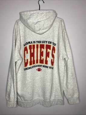Taylor Swift Chiefs Graphic Hoodie - Heather Gray with Red & Gold Lettering